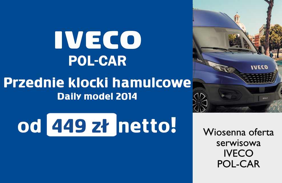 Przednie klocki hamulcowe Daily model 2014 od 449 zł netto